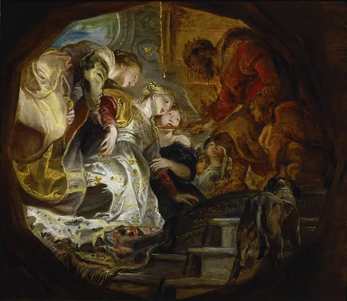 Esther framför Assuérus - Peter Paul Rubens