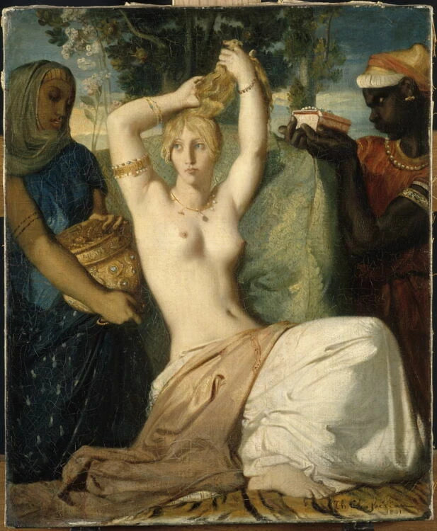 Esther se parant pour être présentée au roi Assuérus, dit aussi La toilette d'Esther - Théodore Chassériau