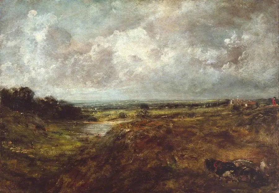 Branch Hill-sjön, Hampstead Heath, med en vagn och vagnmän - John Constable