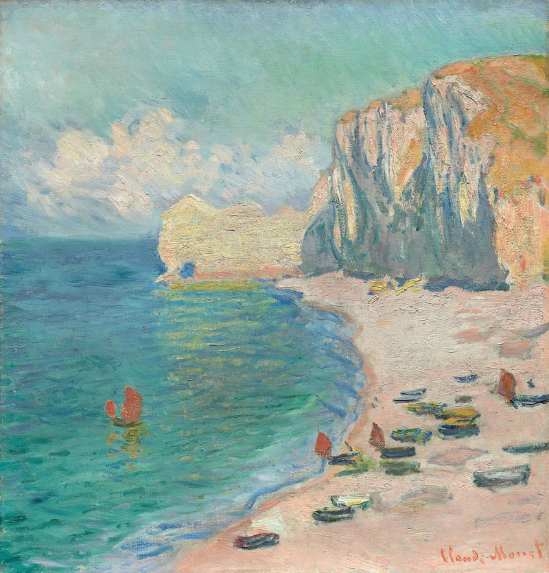 Étretat: Stranden och Amont-klippan - Claude Monet