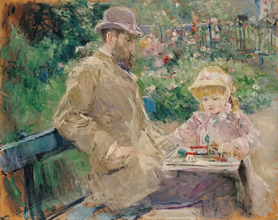 Eugène Manet och hans dotter i Bougival-trädgården - Berthe Morisot