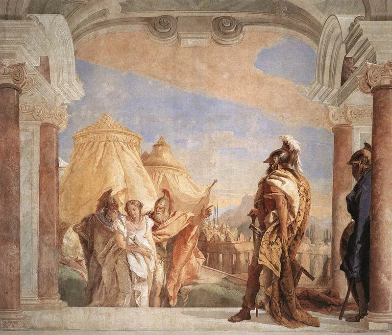 Eurybates och Talthybios leder Briseis till Agamemnon - Giovanni Battista Tiepolo