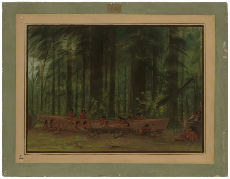 Grävning av en kanot - Nayas-indianer - George Catlin