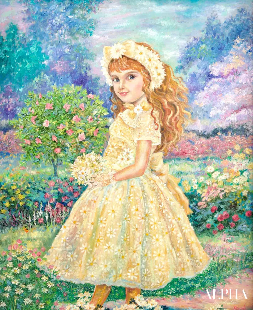 Fairy of Daisy Flowers - Yumi | 50 x 65 cm Reproductions de tableaux à la peinture à l’huile