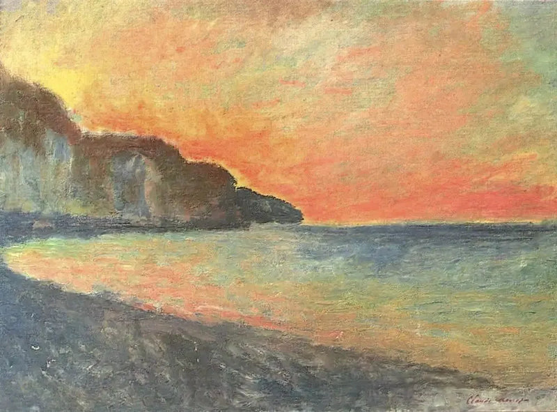 Klippa vid Pourville, solnedgång - Claude Monet