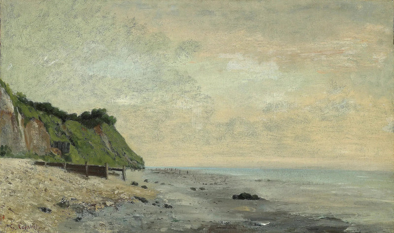 Falaise vid havet, sett från Petite Plage, soluppgång - Gustave Courbet