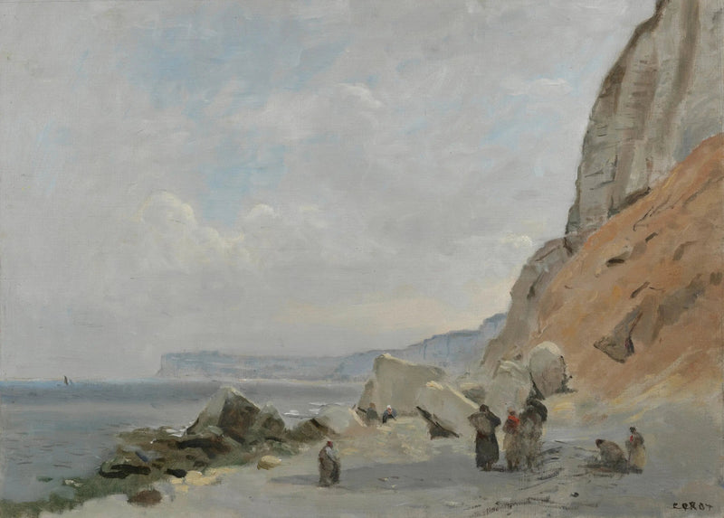 Kalkstensklippor nära Yport - Jean-Baptiste Camille Corot