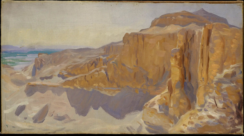 Klippväggar i Deir el-Bahri, Egypten - John Singer Sargent