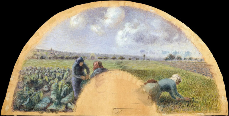 Fläktfäste: Kålplockarna - Camille Pissarro