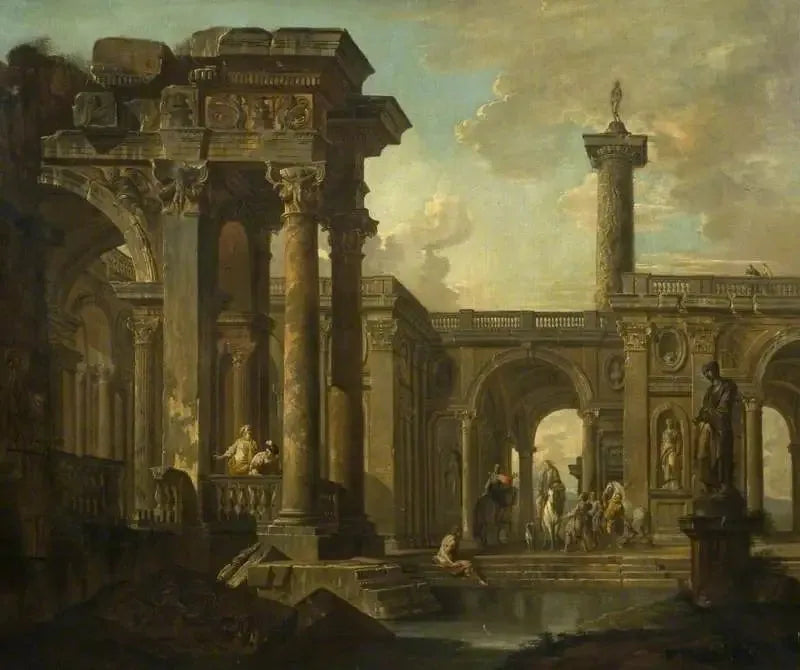 Arkitektonisk fantasi med klassiska ruiner - Giovanni Paolo Panini