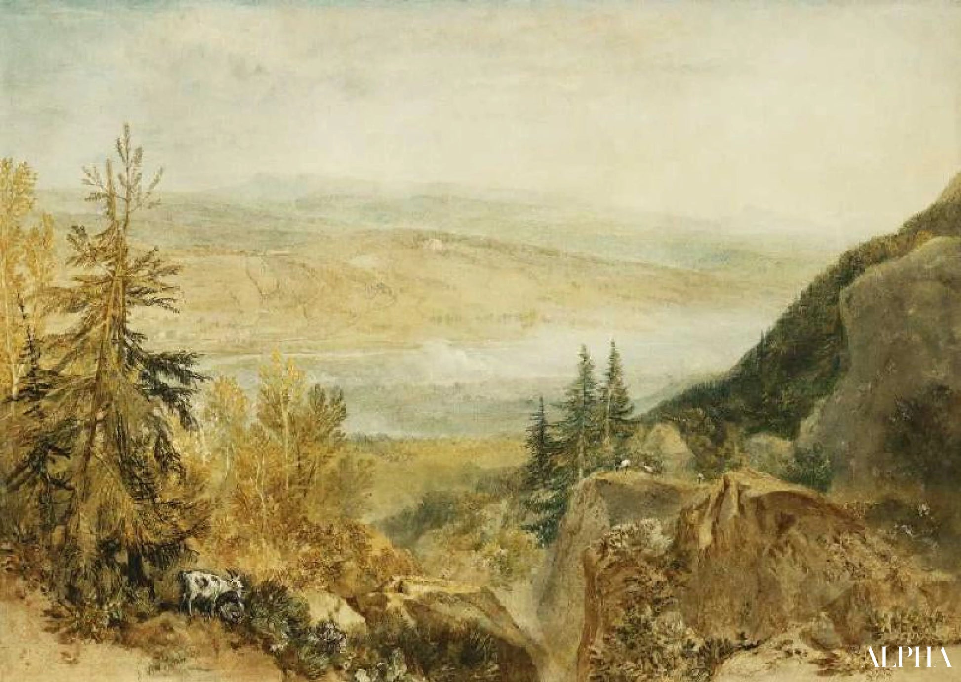 Farnley hall vu d'en haut - William Turner - Reproductions de tableaux et peintures haut de gamme