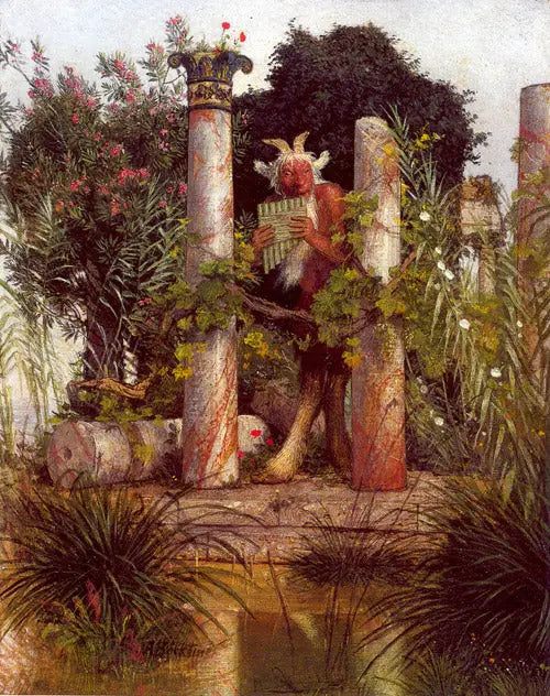 Faun som blåser i syrinxen - Arnold Böcklin