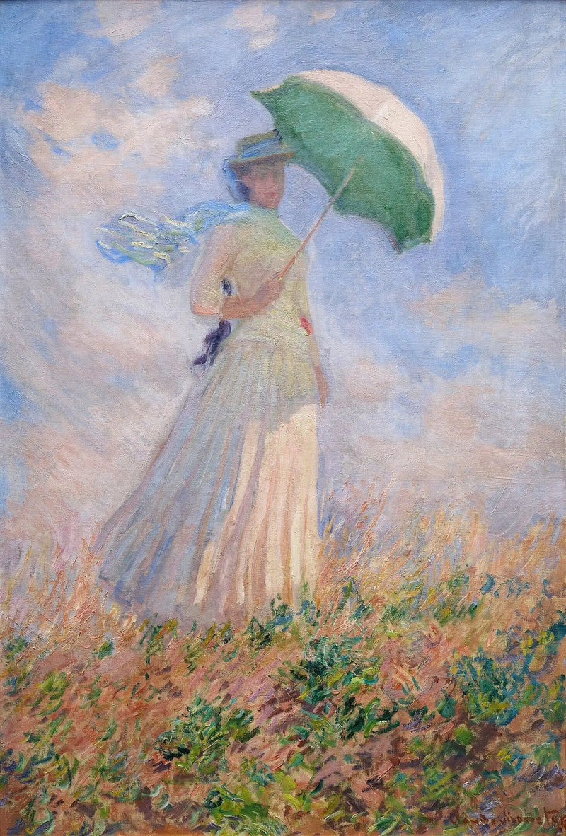 Kvinna med parasoll vänd mot höger - Claude Monet