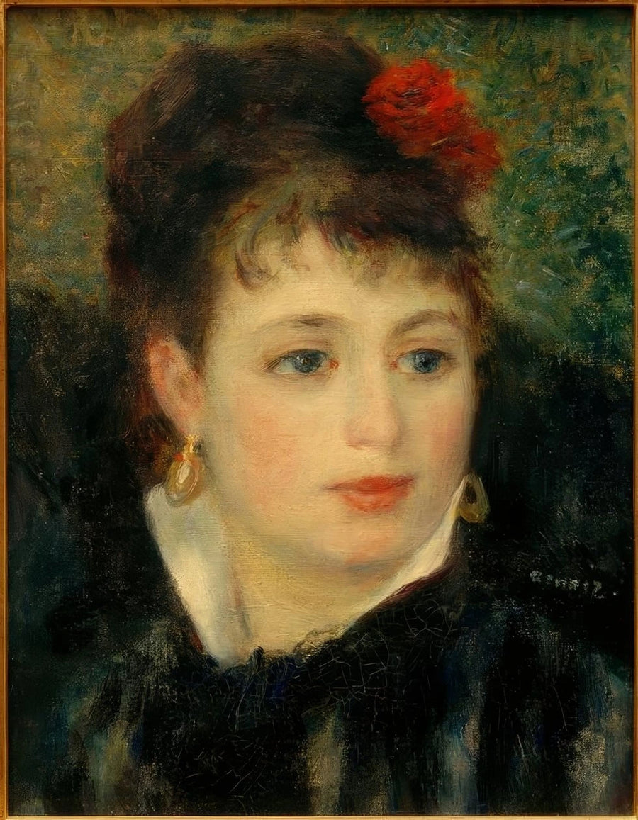 Kvinna med en ros i håret - Pierre-Auguste Renoir