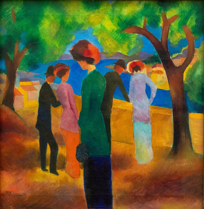 Kvinna i grön jacka - August Macke
