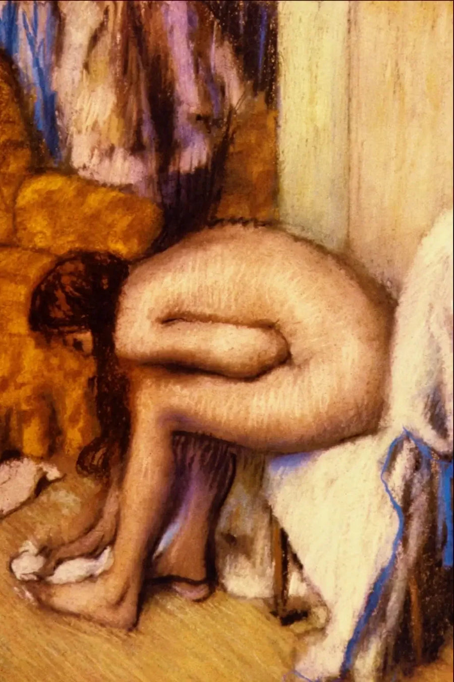 Kvinna vid sin toalett som torkar sin vänstra fot - Edgar Degas