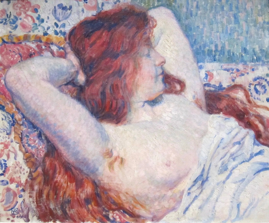 Kvinna liggande med rödhårigt hår - Théodore van Rysselberghe