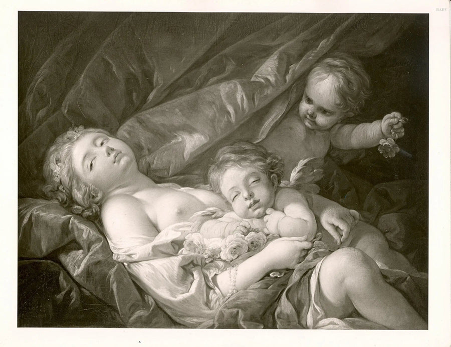 Liggande kvinna med putti - François Boucher