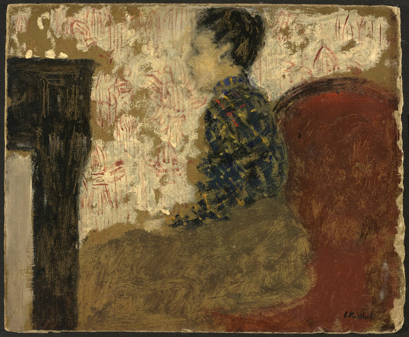 Kvinna sittande vid eldstaden - Édouard Vuillard