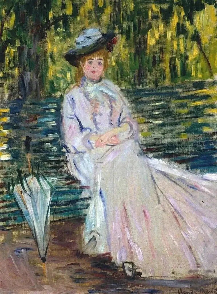 Kvinna sitter på en bänk W343 - Claude Monet