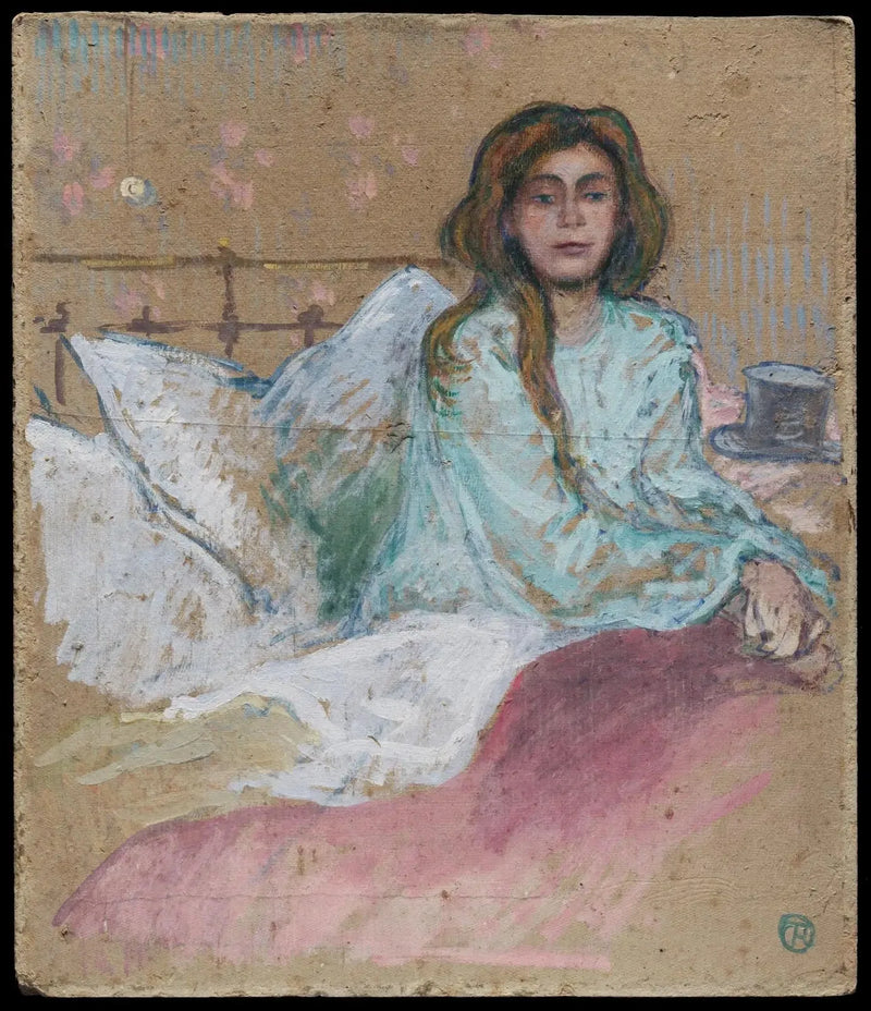 Kvinna som sitter i sin säng - Henri de Toulouse-Lautrec