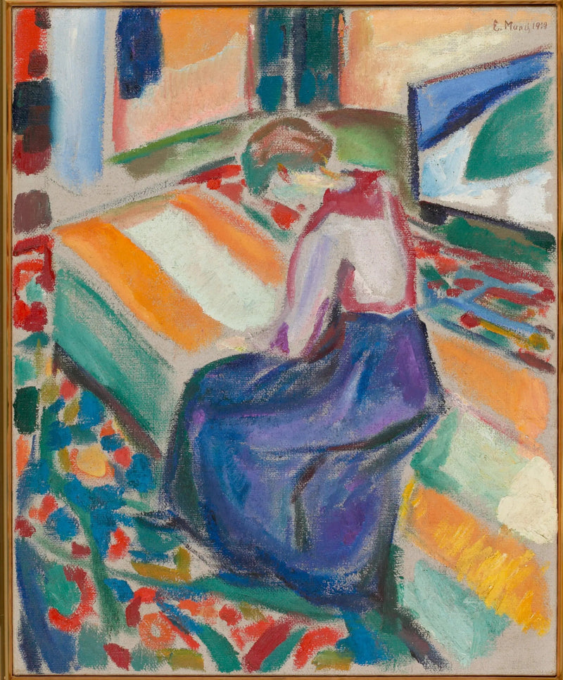 Kvinna som sitter i en vagn - Edvard Munch