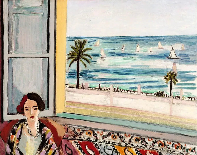 Kvinna som sitter, med ryggen vänd mot det öppna fönstret - Henri Matisse