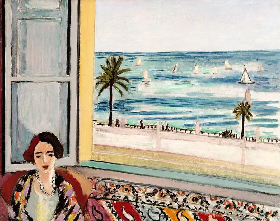 Kvinna som sitter, med ryggen vänd mot det öppna fönstret - Henri Matisse