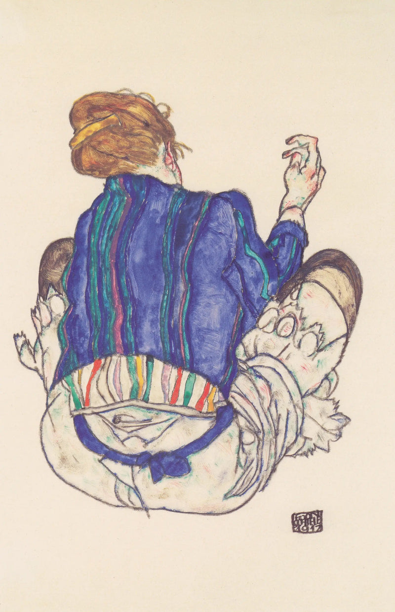 Sittande kvinna, sedd bakifrån - Egon Schiele