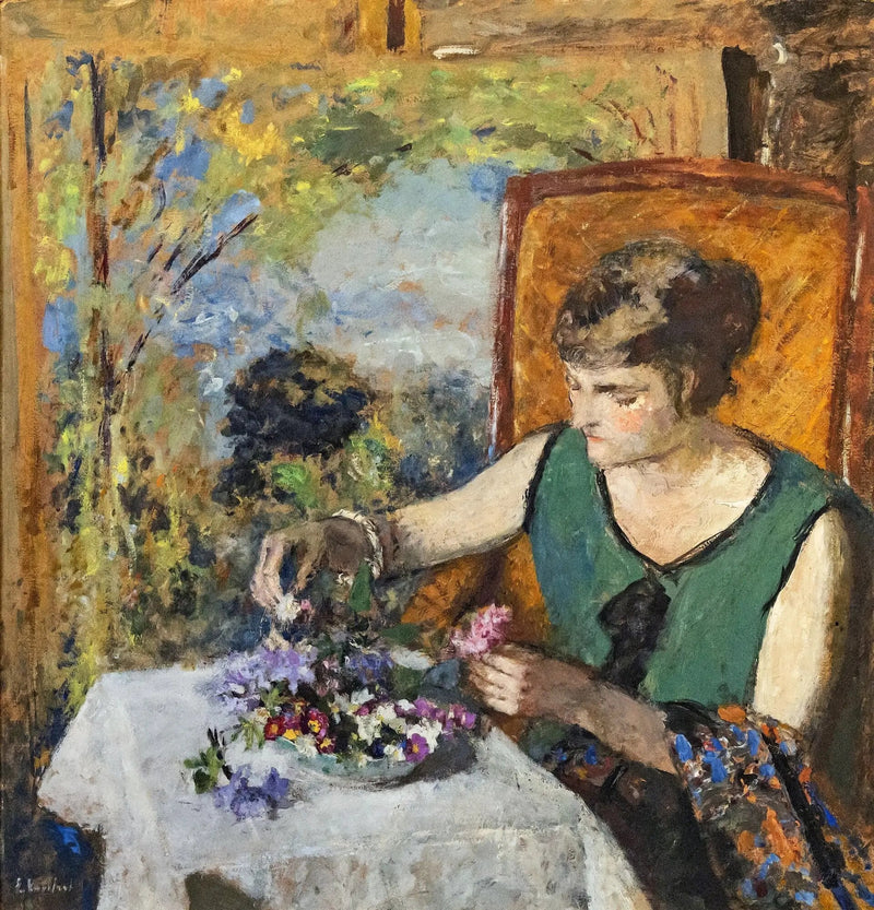 Kvinna med bukett - Édouard Vuillard