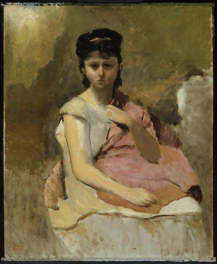 Kvinna med rosa sjal - Jean-Baptiste Camille Corot