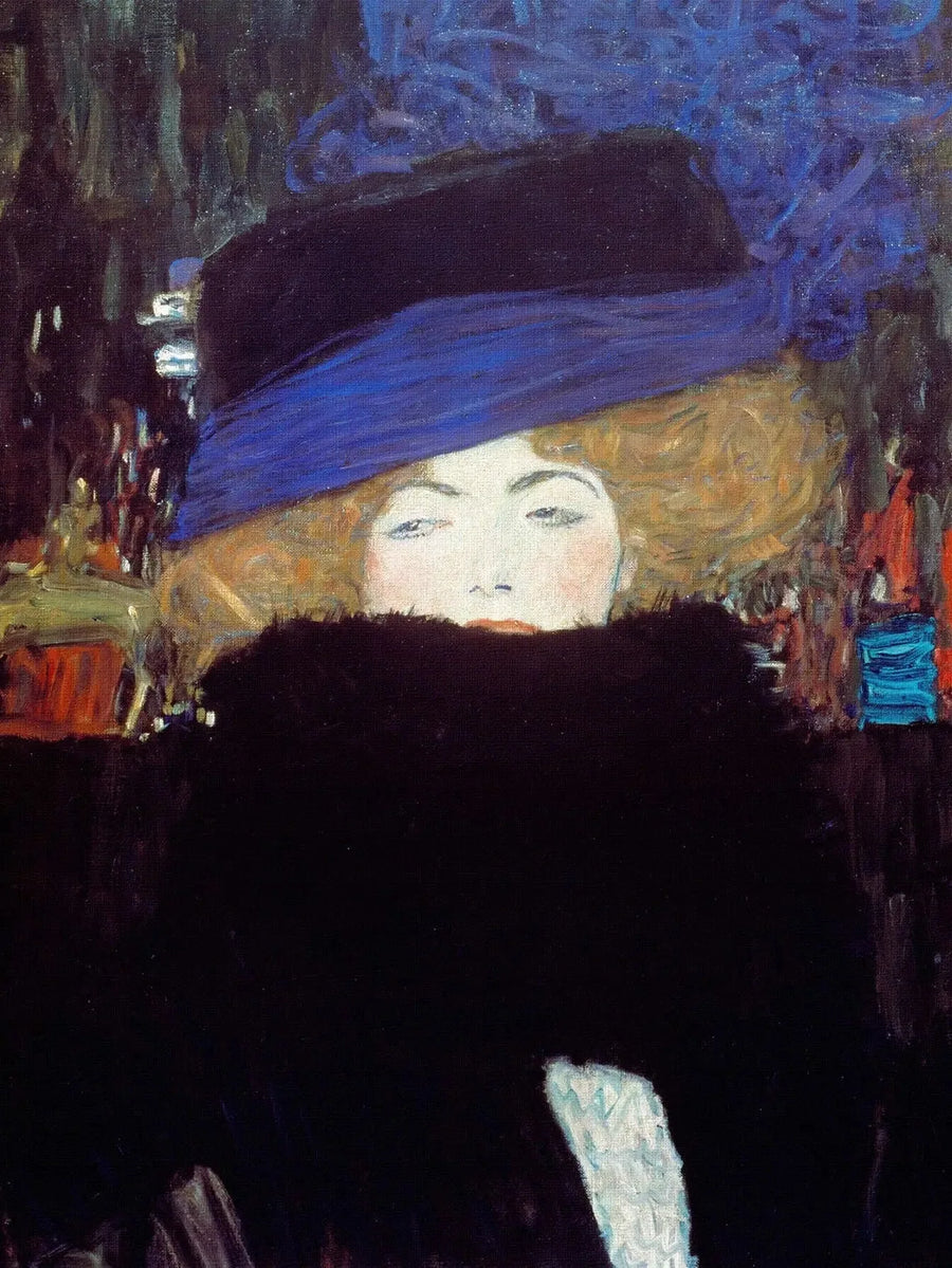 Kvinna med hatt och fjäderboa - Gustav Klimt