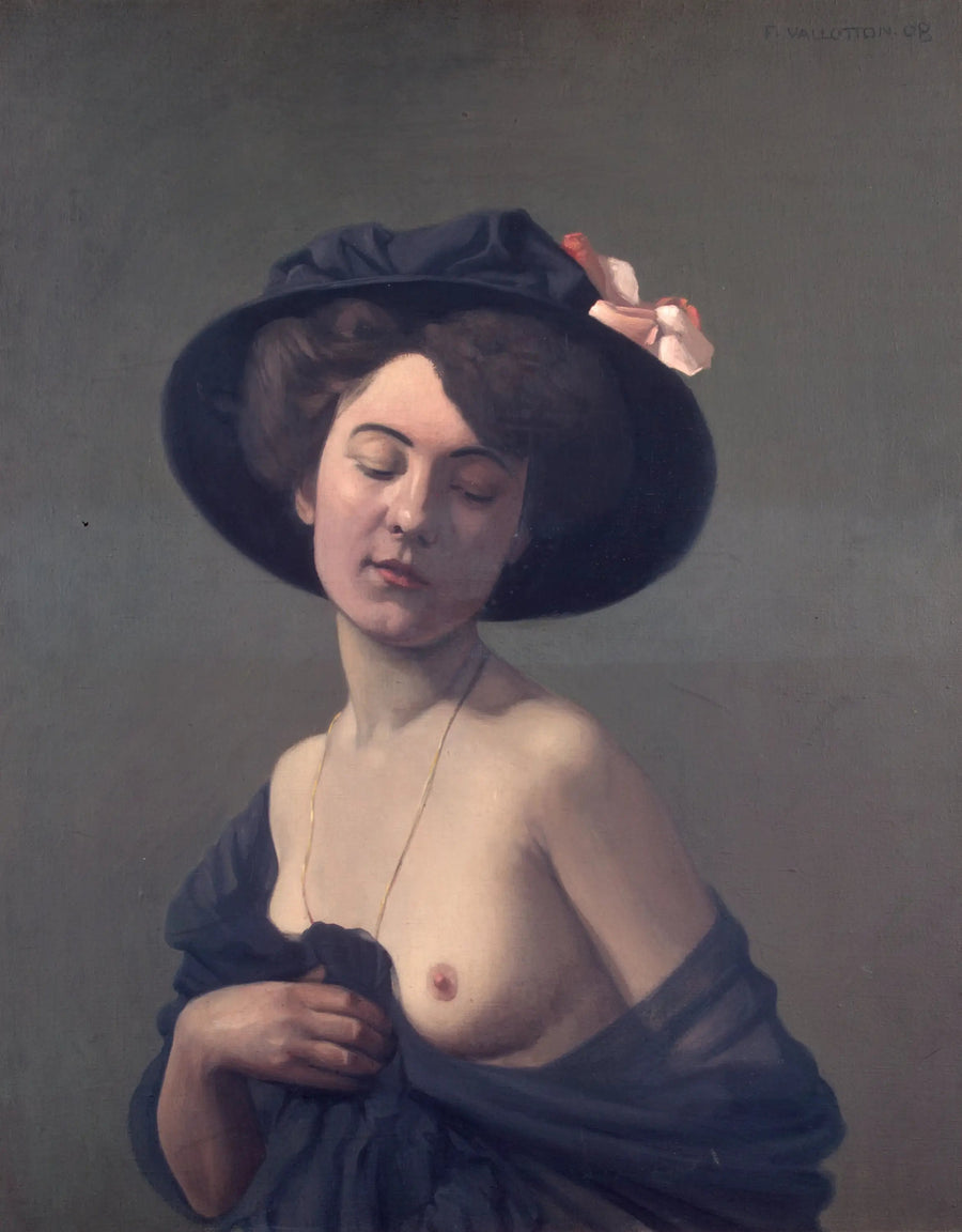 Kvinna med svart hatt - Félix Vallotton