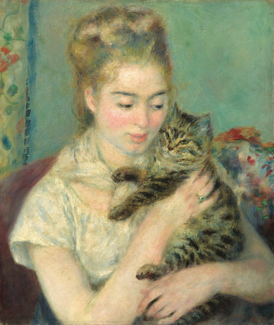 Kvinna med katt - Pierre-Auguste Renoir