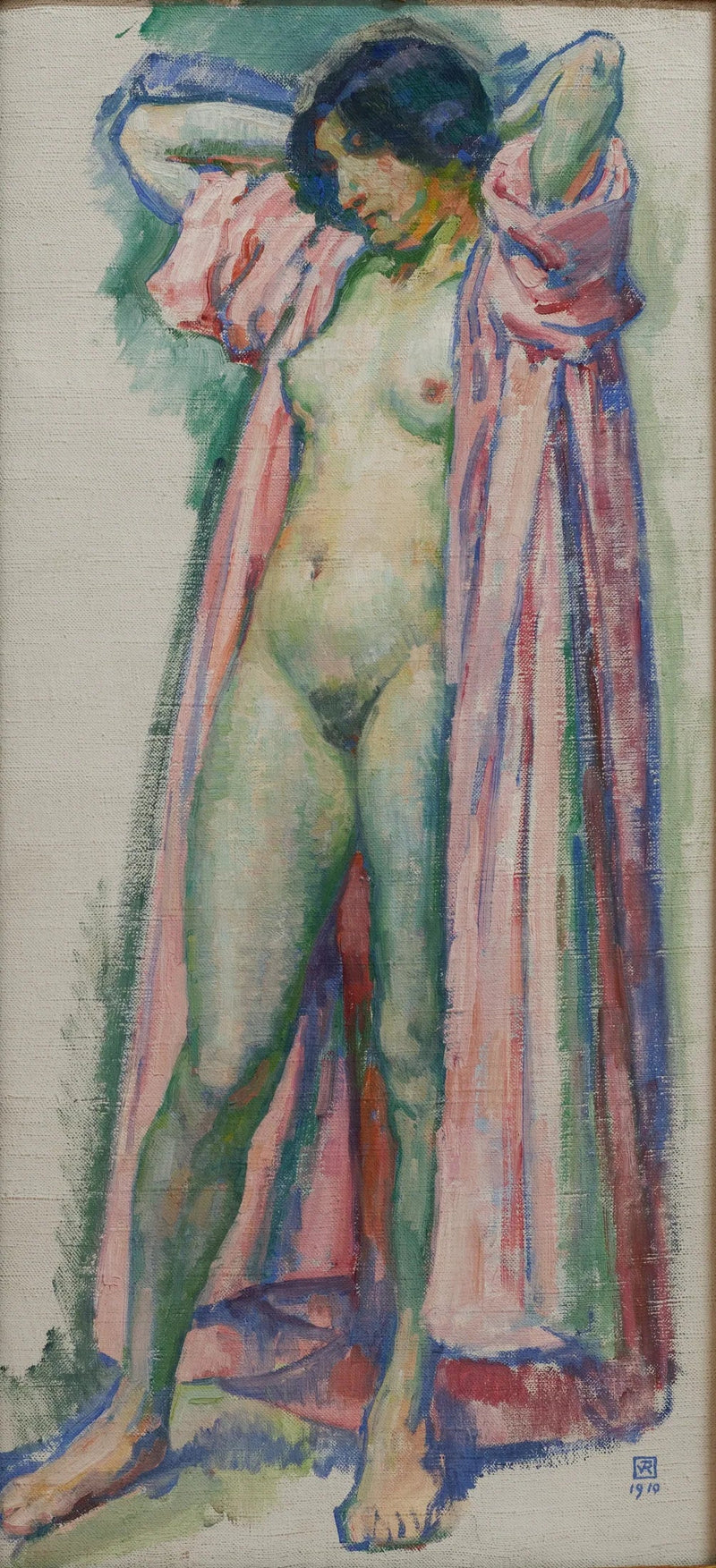 Kvinna i rosa morgonrock - Théodore van Rysselberghe