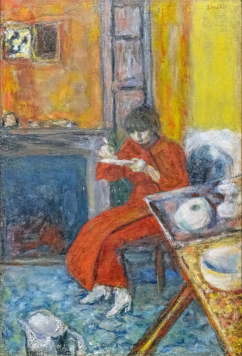 Kvinna i röd morgonrock - Pierre Bonnard