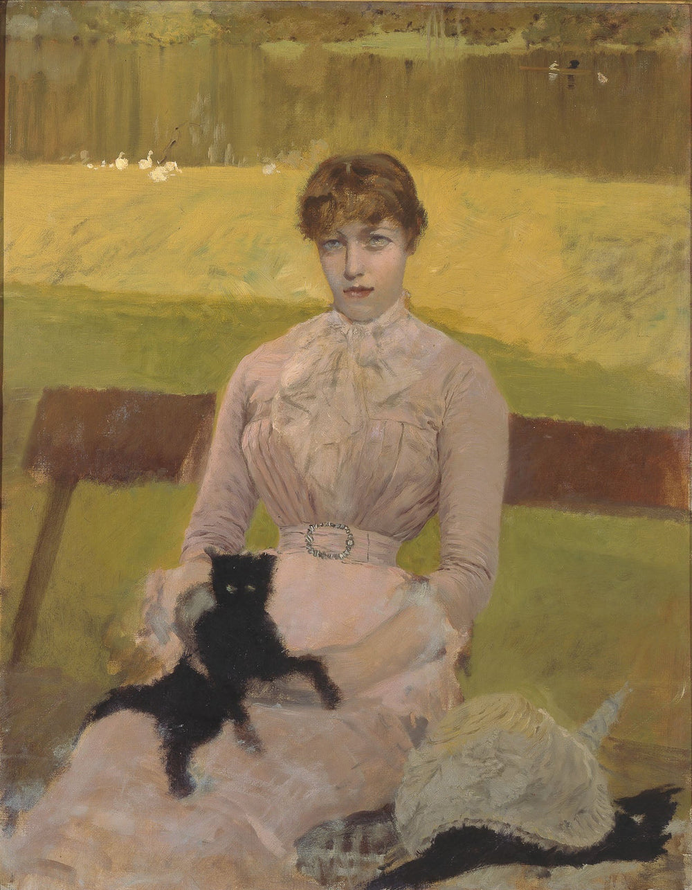 Femme au petit chat noir - Giuseppe De Nittis image 1 copie de tableau peinte à la main