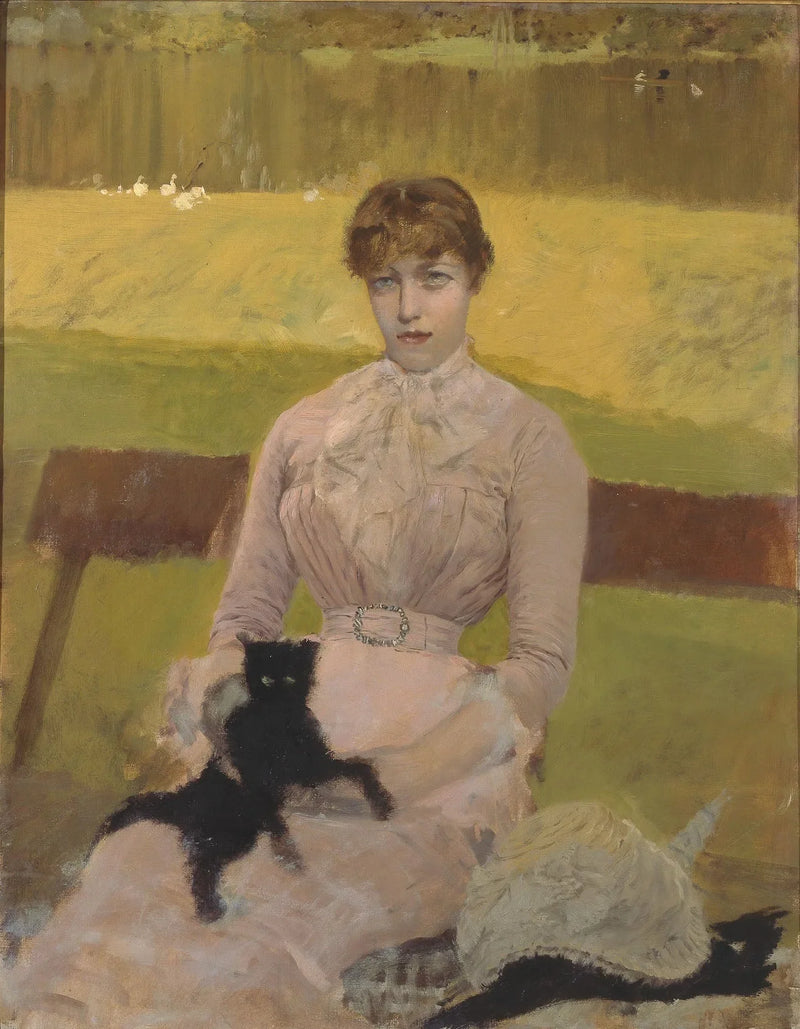 Kvinna med liten svart katt - Giuseppe De Nittis