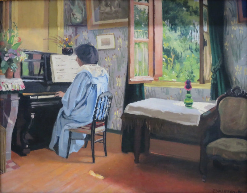 Kvinna vid piano - Félix Vallotton
