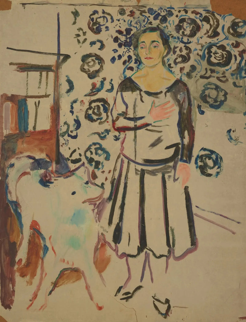 Kvinna med samojed - Edvard Munch