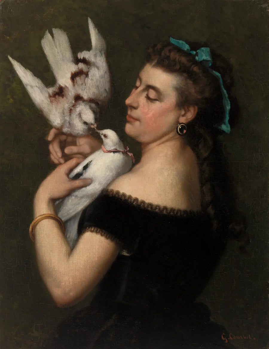 Kvinna med duvor - Gustave Courbet