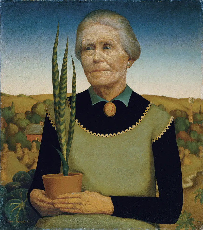 Kvinna med växter - Grant Wood