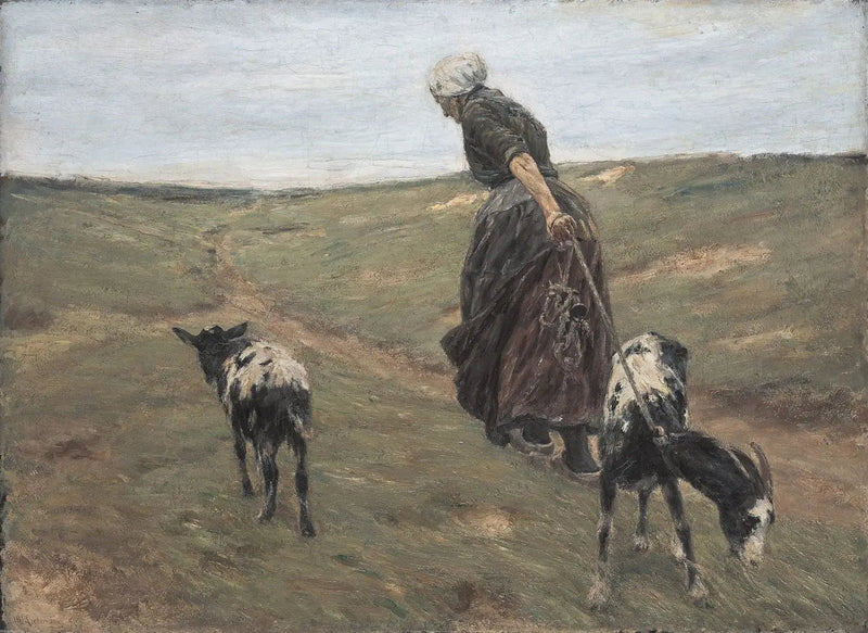 Kvinna med getter i sanddynerna - Max Liebermann