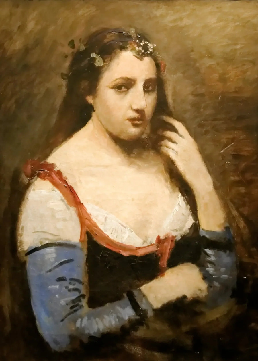 Kvinna med prästkragar - Jean-Baptiste Camille Corot