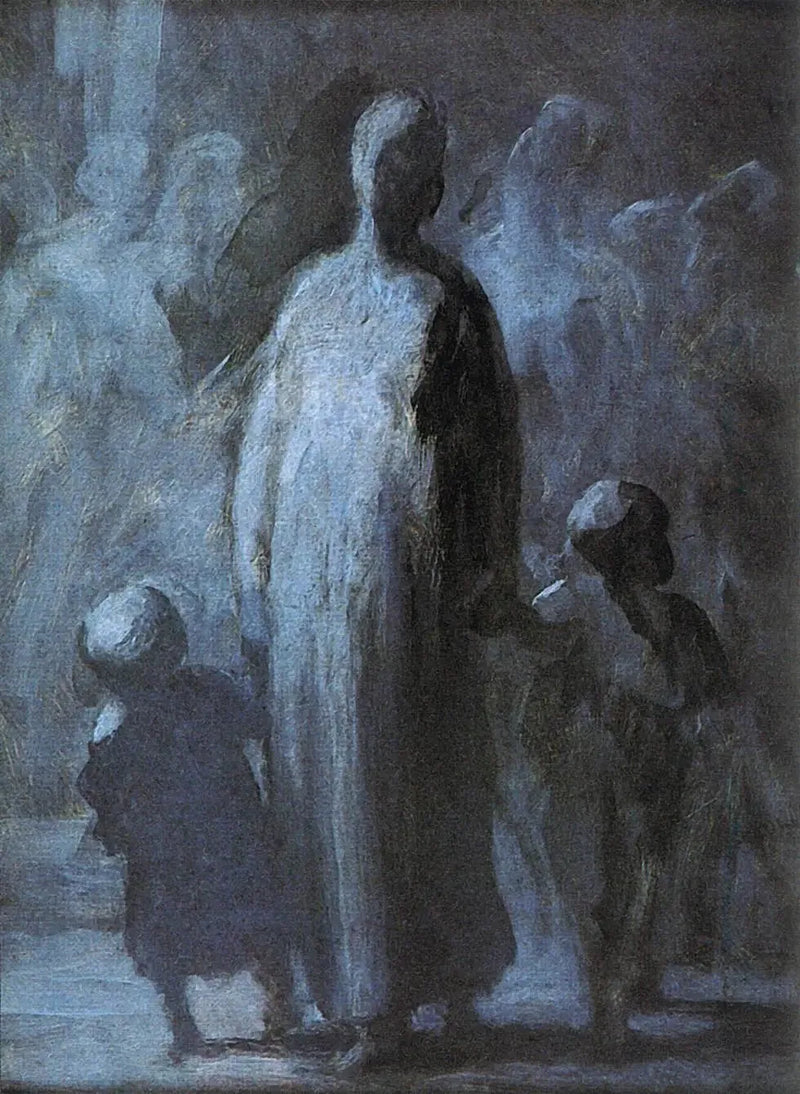 Kvinna med två barn - Honoré Daumier