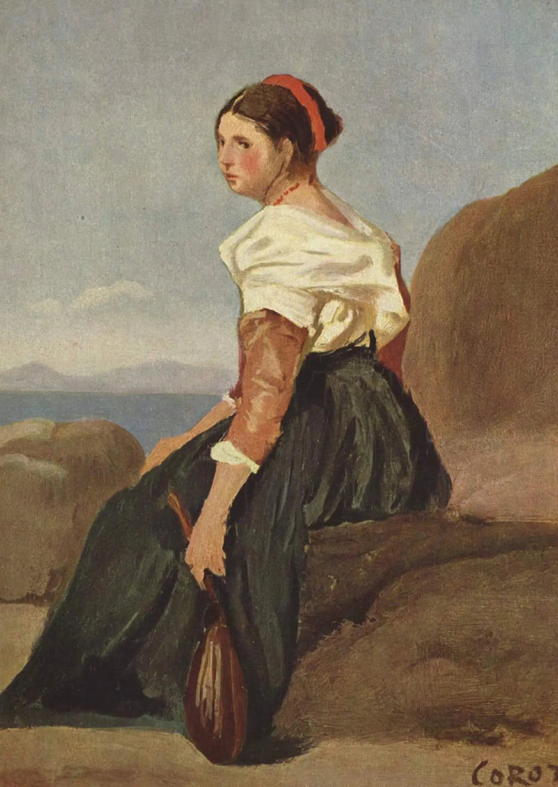 Kvinna med mandolin - Jean-Baptiste Camille Corot