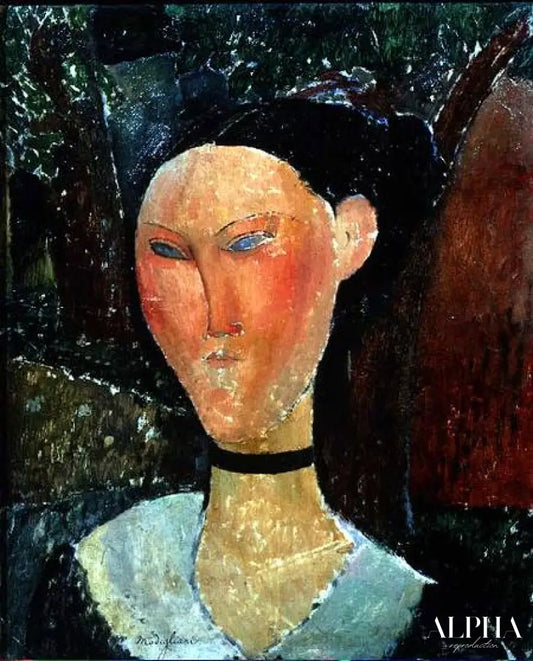 Femme avec un tour de cou en velours - Amadeo Modigliani - Reproductions de tableaux et peintures haut de gamme