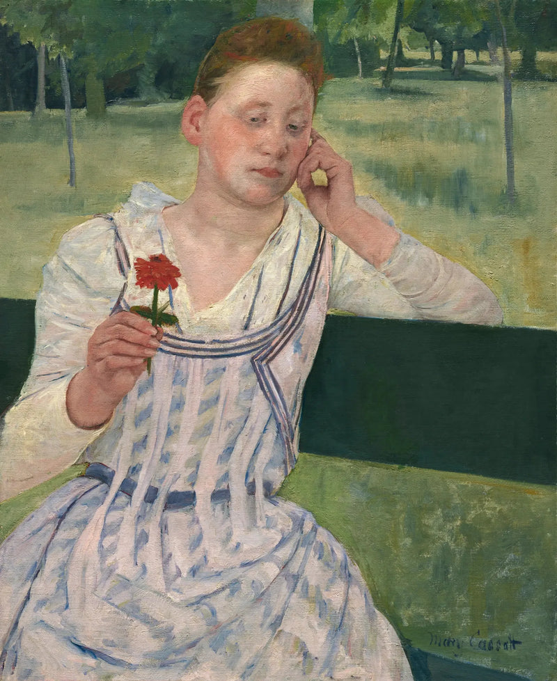 Kvinna med en röd zinnia - Mary Cassatt