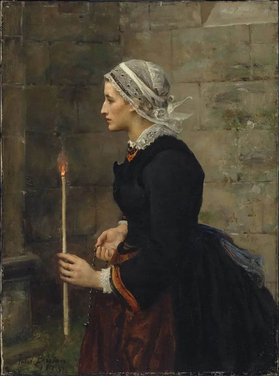 Kvinna med ett fint ljus - Jules Breton