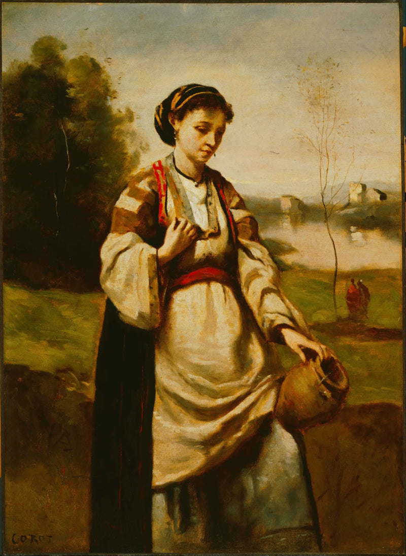 Kvinna med en vattenkruka - Jean-Baptiste Camille Corot